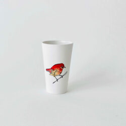 tasse porcelaine illustration oiseau rouge
