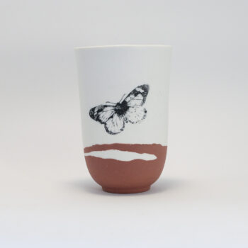tasse porcelaine papillon argile